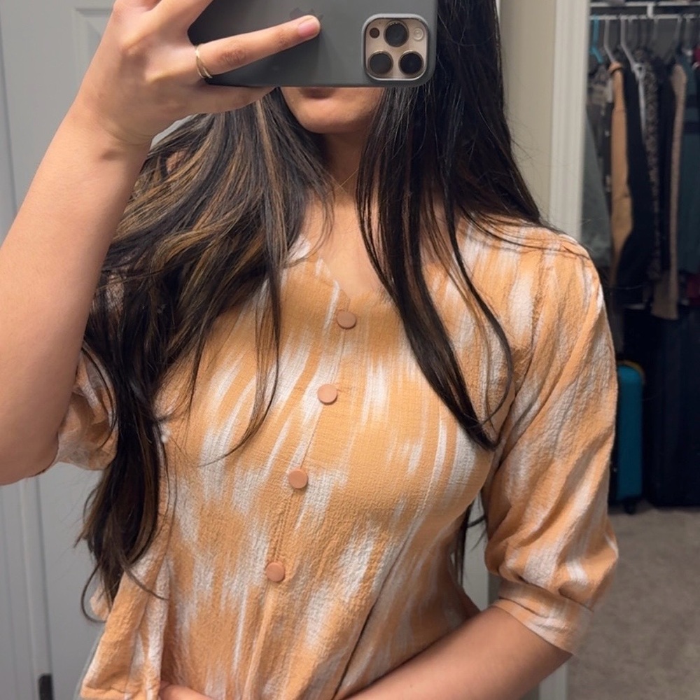 Stylish Orange Button-Up Women's Top